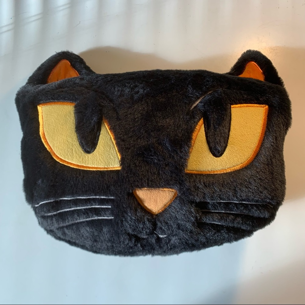 Hyde & Eek 16" Black Cat Head Face Stuffed Plush Throw Pillow Cushion Halloween